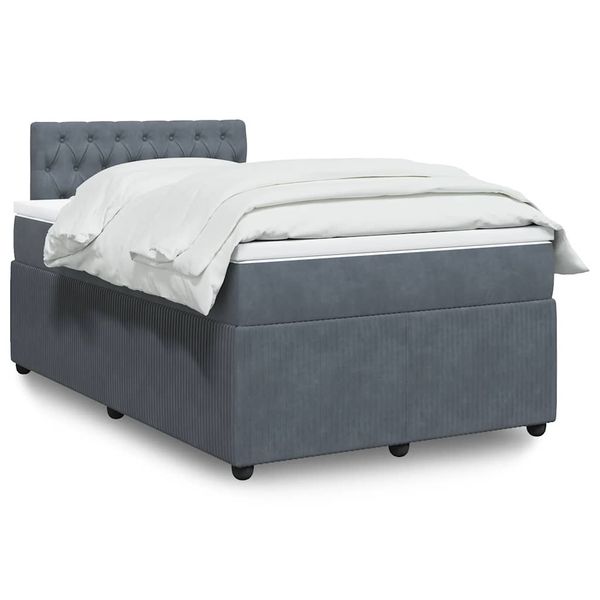 vidaXL Boxspring posteľ s matracom, tmavosivá 120x190 cm, zamat