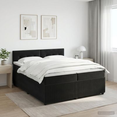 vidaXL Posteľ boxspring s matracom Čierna 200 x 200 cm Zamat