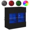 vidaXL TV nástenná skrinka s LED svetlami čierna 58,5x30x60,5 cm