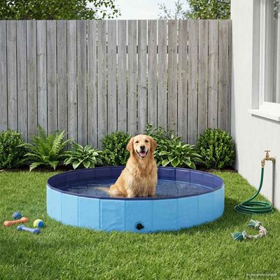 vidaXL Bazén pre psa Modrá Ø200 x 30 cm Hustý PVC