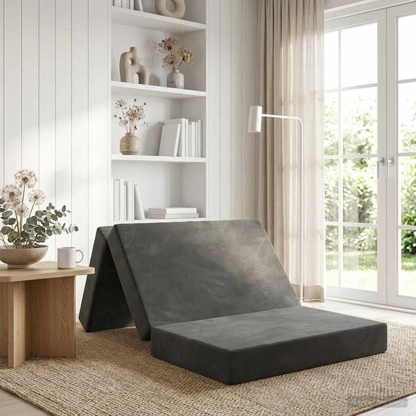 vidaXL Skladacia pohovka na spaní 100 x 67 x 45 cm Tmavosivá