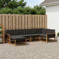 vidaXL Záhradná súprava gaučov 6 ks Prírodná a čierna