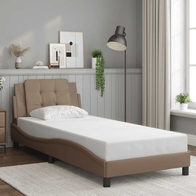 vidaXL Rám postele bez matraca Zadar kapučínový 90x200 cm umelá koža