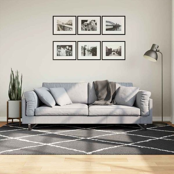 vidaXL Shaggy koberec PAMPLONA, vysoký vlas, čierno krémový 160x230 cm