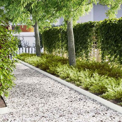 vidaXL Obrubník trávnika 50 ks 100 x 0,05 x 15 cm Biela