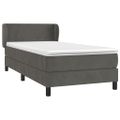 vidaXL Posteľný rám boxspring s matracom tmavosivý 90x200 cm zamat