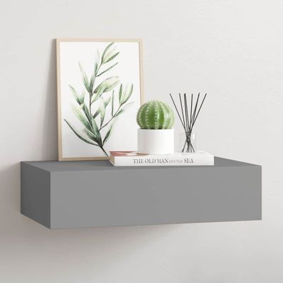 vidaXL Nástenná zásuvková polica sivá 40x23,5x10 cm MDF