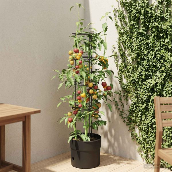 vidaXL Pestovateľ paradajok Čierna Ø 32 x 127 cm PP