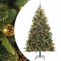 vidaXL Umelý vianočný stromček s pniškami Zelená 210 cm PVC a PE a kov