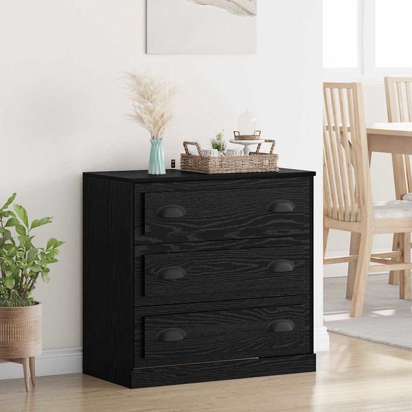 vidaXL Servírovacia skriňa so zásuvkou Čierny dub 70 x 35,5 x 67,5 cm