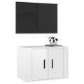 vidaXL Nástenná TV skrinka lesklá biela 57x34,5x40 cm