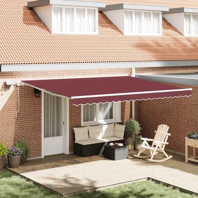 vidaXL Ručne zaťahovacia markíza s LED vínová 450x300 cm