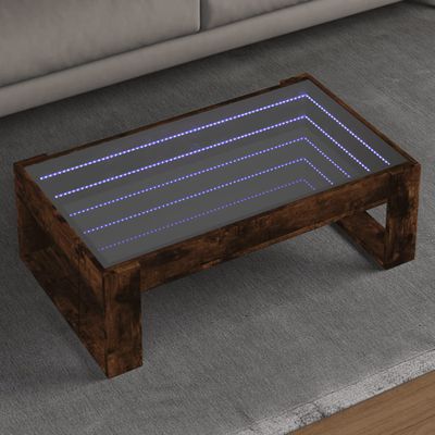 vidaXL Konferenčný stolík s nekonečnými LED dymový dub 90x53x30 cm