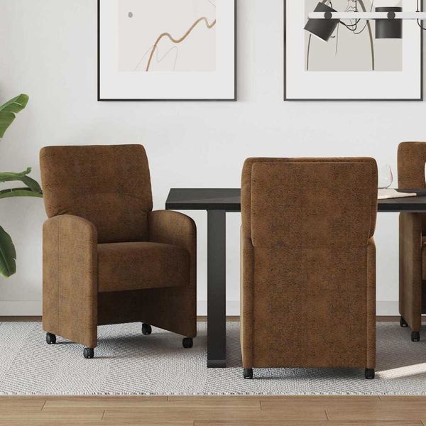 vidaXL Jedálenské stoličky na kolieskach 2 pcs Hnedá 57 x 67 x 95 cm
