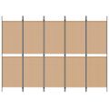 vidaXL 5-panelový paravan Béžová 250 x 180 cm Látka