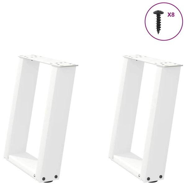 vidaXL Nohy konferenčného stolíka v tvare U, 2 ks, biele, 28 x (42-43) cm, oceľové