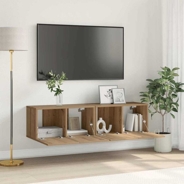vidaXL Zostava TV skriniek Nástenný 2 pcs Hnedá 60 x 30 x 30 cm