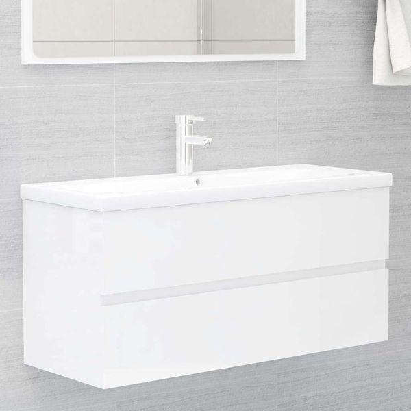 vidaXL Skrinka pod umývadlo, lesklá biela 100x38,5x45 cm