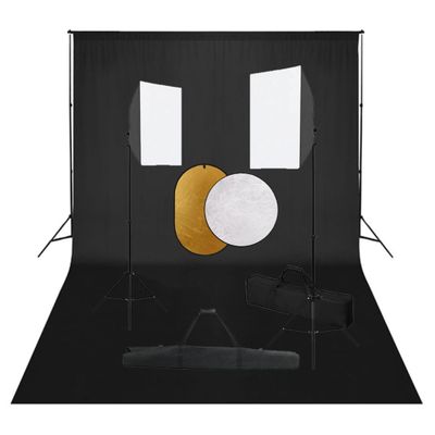 vidaXL Fotografické vybavenie so softboxami, pozadím a reflektorom
