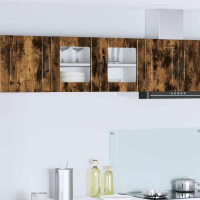 vidaXL Nástenný sklenený kabinet PORTO Dymová dub 80 x 31 x 40 cm