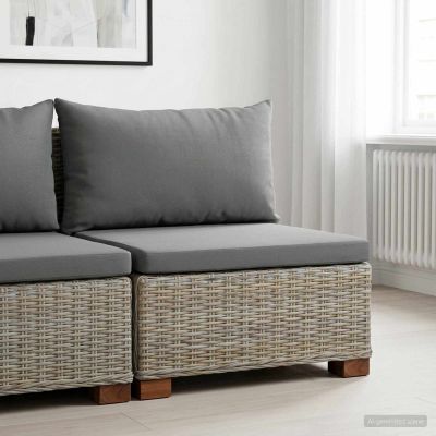 vidaXL Stredná sofa s vankúšmi GENDT Prírodný ratan Kubu šedá
