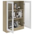 vidaXL Vitrína, biela a dub sonoma 82,5x30,5x115 cm, kompozitné drevo