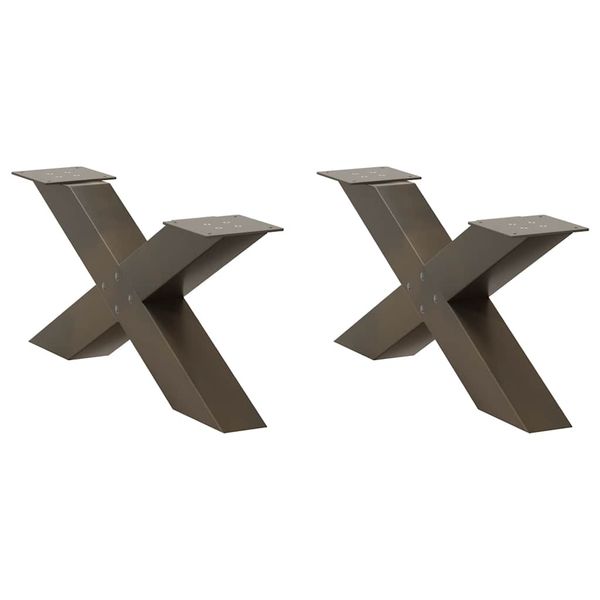 vidaXL Nohy konferenčného stolíka v tvare X, 2 ks, prírodná oceľ, 70 x (30-31) cm, oceľ