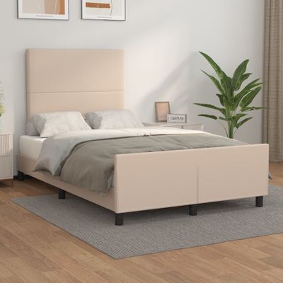 vidaXL Posteľný rám s čelom kapučínový 120x200 cm umelá koža