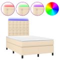 vidaXL Boxspring posteľ s matracom a LED krémová 120x190 cm látka