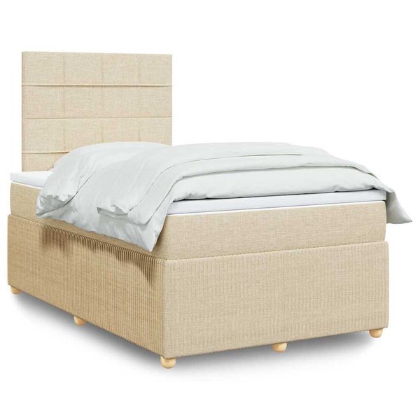 vidaXL Boxspring posteľ s matracom krémová 120x190 cm látka