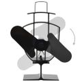 vidaXL Teplom poháňaný ventilátor na krb s 2 lopatkami čierny