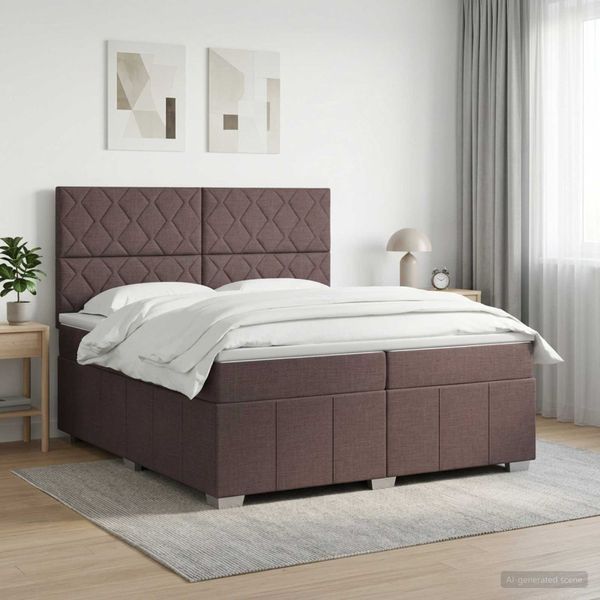 vidaXL Posteľ boxspring s matracom Tmavohnedá 200 x 200 cm Látka