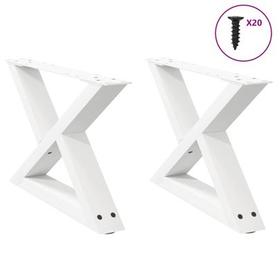 vidaXL Nohy konferenčného stolíka 2 ks biele 50x(30-31,3) cm oceľové