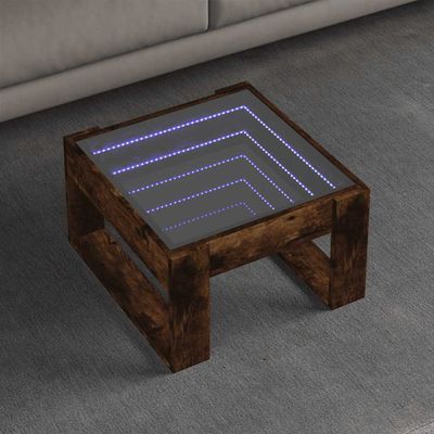 vidaXL Konferenčný stolík s nekonečnými LED dymový dub 50x53x30 cm