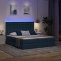 vidaXL LED úložná posteľ s matracom Modrá 160 x 200 cm Látka