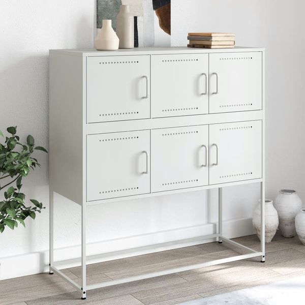 vidaXL Komoda biela 100,5x39x107 cm oceľ