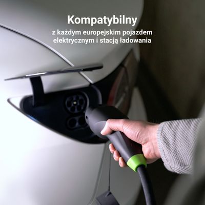 EVKABGC04 Green Cell Snap Type 2 EV Charging Cable 11 kW 7 m for Tesla Model 3 S X Y, VW ID.3, ID.4,