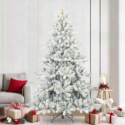 vidaXL Umelý Sklápací Vianočný Stromček Biela 240 cm PVC a oceľ