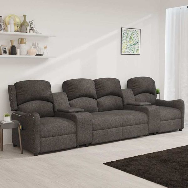 vidaXL 4-miestne sklápacie masážne kreslo+držiaky na poháre svetlosivé