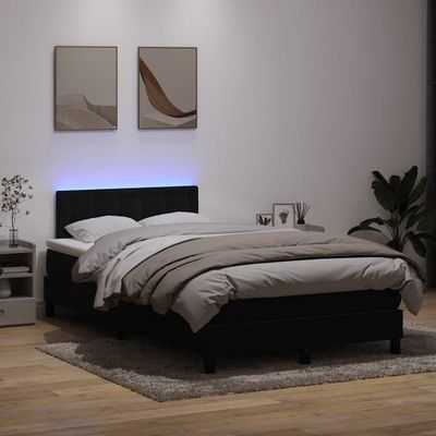 vidaXL Posteľný rám boxspring s matracom a LED čierny 120x210 cm zamat