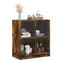 vidaXL Bočná skrinka so sklenenými dvierkami dymový dub 68x37x75,5 cm