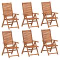 vidaXL Skladacie polohovacie kreslá 6 ks 56x72x107 cm masívne akáciové drevo