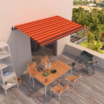 vidaXL Automatická zaťahovacia markíza 450x300 cm oranžová a hnedá