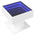 vidaXL Konferenčný stolík s LED biely 50x50x45 cm kompozitné drevo