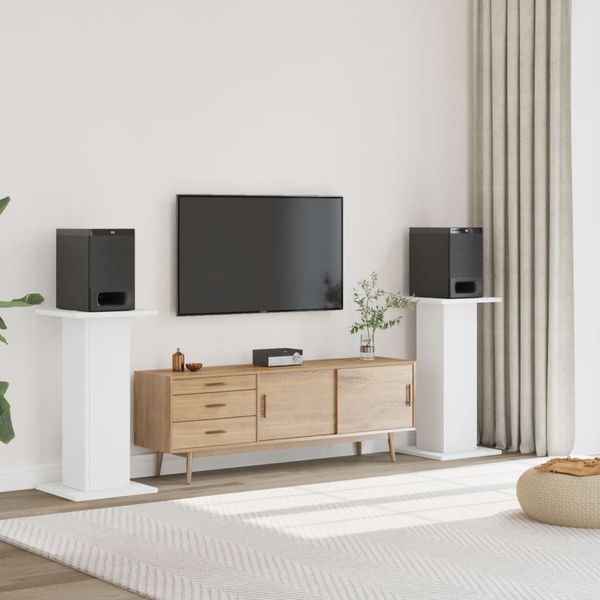 vidaXL Stojany na reproduktor 2 ks biele 30x30x80 cm kompozitné drevo