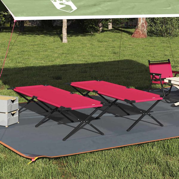 vidaXL Skladacia kempingová posteľ 2 pcs Červená 210 x 80 x 46 cm