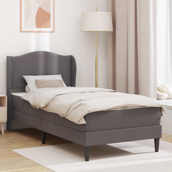 vidaXL Rám postele s čelnou doskou Sivá 90 x 190 cm Umelá koža
