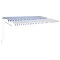vidaXL Automatická markíza, LED a senzor vetra 5x3,5 m, modrá/biela