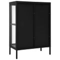 vidaXL Komoda čierna 75x35x105 cm oceľ a sklo