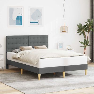 vidaXL Rám postele s čelnou doskou Tmavosivá 120 x 200 cm Látka